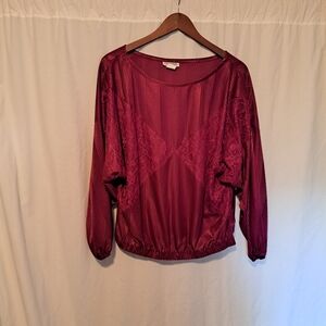 Elegant Burgundy Lace Women's Top Sweetheart L